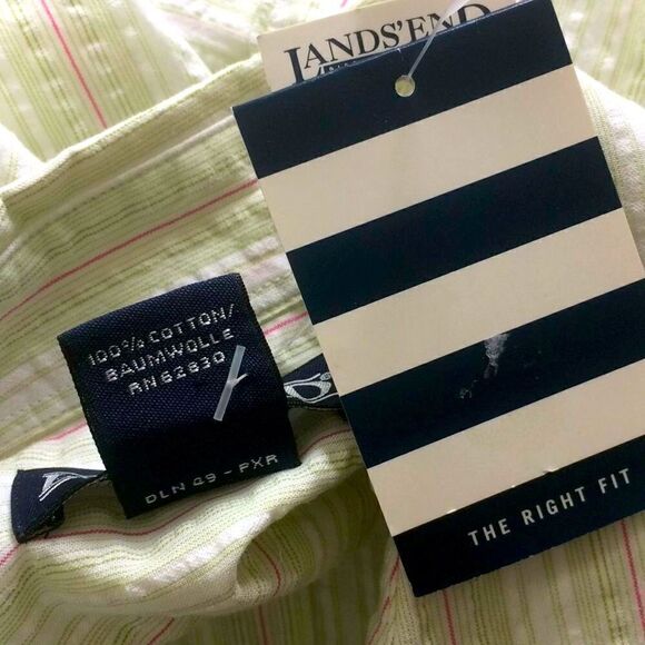 Land’s End NEW Green Stripe Sleeveless Button Down Shirt - Picture 5 of 6